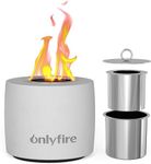 Onlyfire Table Top Fire Pit Round Concrete Bioethanol Fire Bowl Mini Tabletop Fireplace for Indoor Outdoor Home Garden Balcony