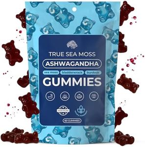 TrueSeaMoss Ashwagandha Gummies for Women & Men – Vegan Herbal Blend with Sea Moss, Bladderwrack & Burdock, 60 Gummies in Pouch (30-Day Supply)