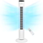 NETTA Tall Tower Fan 42 Inch, Quiet Bladeless Tall Fan,7 Hour Timer with Remote Control, Oscillation, LED Touch Display, 3 Modes & 3 Speed Settings for Home & Office - White