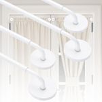Rodzwin 4 Pack Magnetic Curtain Rods for Metal Door, Adjustable 18 to 30 Inch Curtain Rod 3/8" Inch Diameter Magnet Rods for French Door Rod Window Cafe(White, 4Pack)