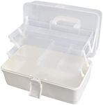 Facikono Craft Art Box Tackle Box Organizers Sewing Box 3 Layer Craft Storage Box White Tackle Box Hair Supply Organization Box Medication Organizer Plastic Tool Box