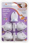 (4 Locks 1 Key) - Dreambaby Adhesive Mag Locks - 4 Locks, 1 Key - White