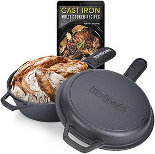 Tortillada - Cast Iron Skillet (26 cm) & Pot | Dutch Oven (3.5 Liter) | Preseasoned Cast Iron Combo Cooker + Handle Holder + E-Book with 50 Recipes, Kitchen Cookware