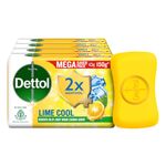 Dettol Lime Cool Bathing Soap Bar with 2x Menthol (600g)- Pack of 4