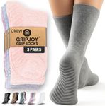 Gripjoy Non Slip Socks For Women - Gripper Socks For Women - Grippy Socks For Women - Crew, 3 Pairs