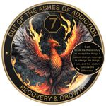 MilestoneMint Phoenix Sobriety Coin | AA Chip Medallion Gift Set with Coin Capsule, Display Stand & Card for Sober Men & Women in Recovery | Sobriety Gifts for Anniversary Month & Year (7 Years)