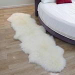 Woolous Double Sheepskin Rug 180x60 cm, Genuine New Zealand Sheep skin Rug, Soft Thick Double Pelt Runner Rug for Bedside, Sofa or Chair Seat Cover (Natural Ivory)
