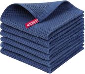 Homaxy 100% Cotton Waffle Weave Kitchen Dish Cloths, Ultra Soft Absorbent Quick Drying Dish Towels, 12x12 Inches, 6-Pack, Navy Blue