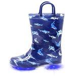 EUXTERPA Boys Kids Wellies Light Up Falshing Glitter Child Wellies With Handle for Baby Toddler Child Litter Kids Size 12 UK Child