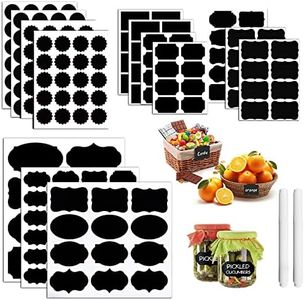 AUXIN 14 Pcs 194 Chalkboard Labels with 2 Pens, Reusable Waterproof Blackboard Stickers Label Preprinted Black Chalk Sticke Spice Label for Jar Glass Bottle Canisters