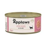 Applaws 100% Natural Wet Cat Food, Tuna Fillet with Prawn in Broth for Adult Cats (Pack of 24 x 156g Tins)