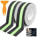 TANGHSE 2Rolls 50mm* 5M Anti-Slip Grip Tape Glowing in Dark, High Traction Fluorescent Safety Tape, Warning Tape Improves Grip and Non Slip Safety Stair Treads for Indoor & Outdoor