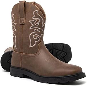 Canyon Trails Mens Square Toe Embroidered Durable Western Work Rodeo Cowboy Boots