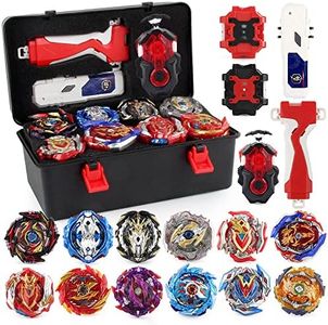 Bey Battle Top Burst Metal Fusion Attack Set, 12 Spinning Tops 3 Launchers Combat Battle Toy with Portable Storage Box Present for Kids