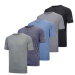 fovdtaa 5 Pack Mens Short Sleeve Crew Neck Gym T Shirt Workout Running Tops Mens Breathable Athletic Shirts Short Sleeve Sport Tops Black Grey Blue Navy Green M
