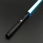 Dueling Light Saber Force FX Light Sabers for Adults and Kids with 4 Sound Fonts and 12 RGB Colors, Metal Aluminum Rechargeable LED Lightsabers Sword for Christmas Cosplay Gift - Black E10