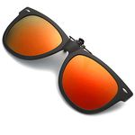Fish Man Polarized Clip on Sunglasses with Mirror Lens TR90 Frame – Anti-glare UV 400 Sunglasses Over Prescription Glasses Driving Fishing (Orange Mirrored Lens -2)