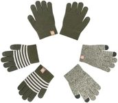 MA COWCF 3 Pairs Kids Winter Gloves - Touchscreen Linner with Grip Warm Stretchy Knit Mittens 2-8 Years Boys and Girls (GREEN, One Size)