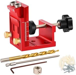 Pocket Hole Jig Kit,Metal Drilling Locator,Woodwork Guides Joint Angle Tool,Pocket Dowel Hole Jig with Depth Setting Collar and 2 Carbon Steel Drill Bit