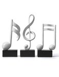 HAUCOZE 3pcs Music Note Decor Gifts Modern Sculpture Statue Musical Figurine Table Centerpiece Crafts Home Arts White 19cm