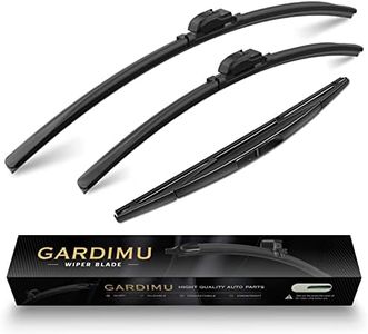 GARDIMU Front and Rear Windshield Wiper Blades, 3 Pcs Front and Back Windshield Wipers Blades Replacement for Acura MDX 2007-2013, Car Window Wiper Blades for 2007 2008 2009 2010 2011 2012 2013.