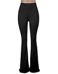 Nuofengkudu Women's Black Flared Yoga Pants High Waist Bootcut Slim Fit Tummy Control Comfort Stretch Wide Leg Lounge Wear Ladies Lightweight Bell Bottom Palazzo Pyjamas Dance Casual S