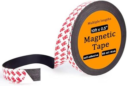 Towjug Magnetic Tape Strip Roll with 3M Adhesive Backing, (0.5in Wide x10ft Long) Flexible Sticky Magnet Tape Strips for Kitchen, Garage Whiteboards Fridge DIY Organization