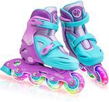 Locavun Adjustable Inline Skates for Girls Boys Kids with Luminous Wheels, Illuminated Hard Shell Roller Blades for Indoor and Outdoor Use