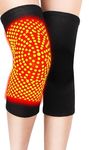 Qchomee Self Heating Knee Brace Support Cashmere Knit Knee Warmer Winter Thermal Fleece Compression Knee Wrap Sleeves Treating Knee Injury for Arthritis, Joint Pain Relief, Sports Injury Recovery