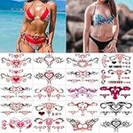 Maripabon Sexy Temporary Tattoos for Women 20 Sheets Large Black Red Navel Tattoo Stickers Stomach Waist Butt Lower Back Naughty Tattoos for Ladies Girls