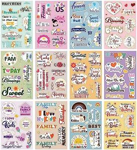 60 Sheets Family Friend Theme Scrapbooking Sticker Decals Waterproof Vinyl Scrapbook Stickers Set Scrapbook Supplies Photo Album Decor for Planner Embellishment Art Craft Kits Project Memories