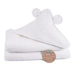 Super Soft Zero Twist 100% Cotton Hooded Baby Towel with Ears, 75cm x 75cm Baby Hooded Towel for Newborns Highly Durable