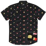 Molokai Surf Button Down Slim Fit Hawaiian Short Sleeve Shirts, Hamburgers, Large