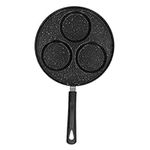 3 Cups Egg Frying Pan, Omelet Pans Cast Iron Egg Cooker Pan Hamburger Pan Fried Egg Pan Pancake Pan for Breakfast Non Stick Egg Cooker Pan Metal Pancake Pan with Comfortable Handle