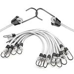 Elastic Bungee Cords, Black Bungee Straps, Bungee Cords with Hooks for Bikes, Motorcycle, Hand Carts, Wire Racks, Tents (White 9.84inch)