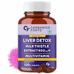 Carbamide Forte Liver Detox Supplement with Milk Thistle Extract 800mg (30:1) | Added Multivitamins & Amino Acid | Liver Cleanser | Liver Support Supplement | Supports Liver Health & Digestion–120 Veg Tablets