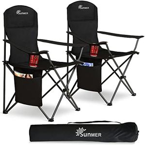 SUNMER CampingChair-BK-2Pcs-104004 Chaise de Camping, Noir, Taille Unique