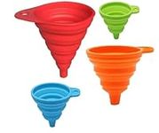 Silicone Collapsible Funnel Set of 4, Small and Large, Foldable Kitchen Funnel for Water Bottle Liquid Transfer Food Grade