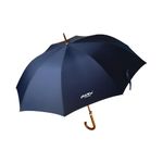 HideWise LONDON Classic Umbrella Crook Wooden J Handle Auto Open Anti UV Windproof Strong Brolly (Navy Blue)