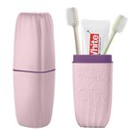 LINKPEACE Travel Toothbrush Cup Case,Toothbrush Holder with Cover Travel Toothbrush Containers Portable Toothpaste Storage and Carrier for Camping School Business Trip Bathroom (Pink)