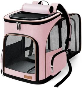 Lekereise Pet Carrier Backpack Expandable Cat Backpack Carrier for Small Dogs Large Cats Puppies, Dog Backpack Carrier for Hiking Travel Outdoor Hold Pets Up to 20 25 Lbs, Pink XX-Large BP-21059