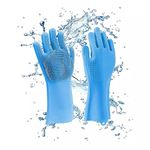 UCRAVO Magic Dishwashing Cleaning Sponge Scrubbing Gloves Food Grade Silicone Dishwashing, Carwash, Pet Bathing, Multi-Purpose Cleaning Gloves Pet Bath Massage Gloves, Anti-Bite Hand Guard