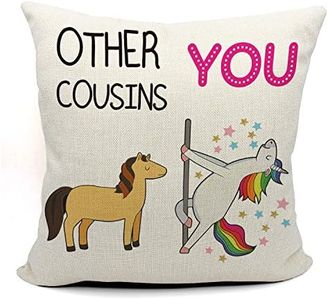 Mancheng-zi FUUNY Cousin Throw Pillow Case, Funny Cousin Gift, Cousin Birthday Gift, 18 x 18 Inch Linen Cushion Cover for Sofa Couch Bed