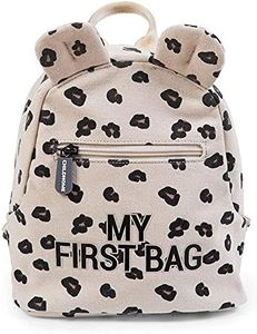 CHILDHOME, Backpack for Kids, Baby, School, Nursery, Crib, Two Compartments, Suitable for Lunchbag/Bottle, Removable Safety Buckle, Water Resistant, My First Bag, Leopard