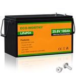 ECO-WORTHY 24V 100Ah LiFePO4 Lithium Battery, Built-in BMS, 4000+ Cycles Rechargeable Battery, Replacement for Off Grid Solar Panel Kit, Camper/RV, Boat, Household, Marine