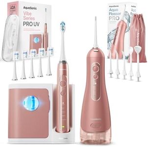 Aquasonic Vibe Series PRO w/UV and Aqua Flosser PRO Bundle (Rose Gold)