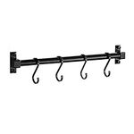 Smallboutique Black Aluminum Utensils Holder,Kitchen Rack Wall Mounted,Kitchen Rail Pan Hanger With S Hooks For Hanging Kitchen Utensil,Bathroom Gadget