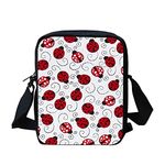 Kuiaobaty Ladybugs Print Mini Cross Body Bag for Travel, White Ladies Handbags Bugs Pattern Shoulder Bags with Adjustable Strap