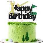 Sotpot Golf Cake Topper, Happy Birthday Golf Cake Decor Golf Ball Sign Cake Topper for Man Boys Sport Theme Birthday Party Anniversary Decoration Supplies