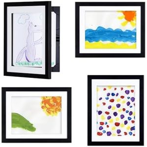 Dynamic Frames Gallery, Set of 4 Black Frames for 8.5x11 Artwork, Perfect for Your Prolific Picasso